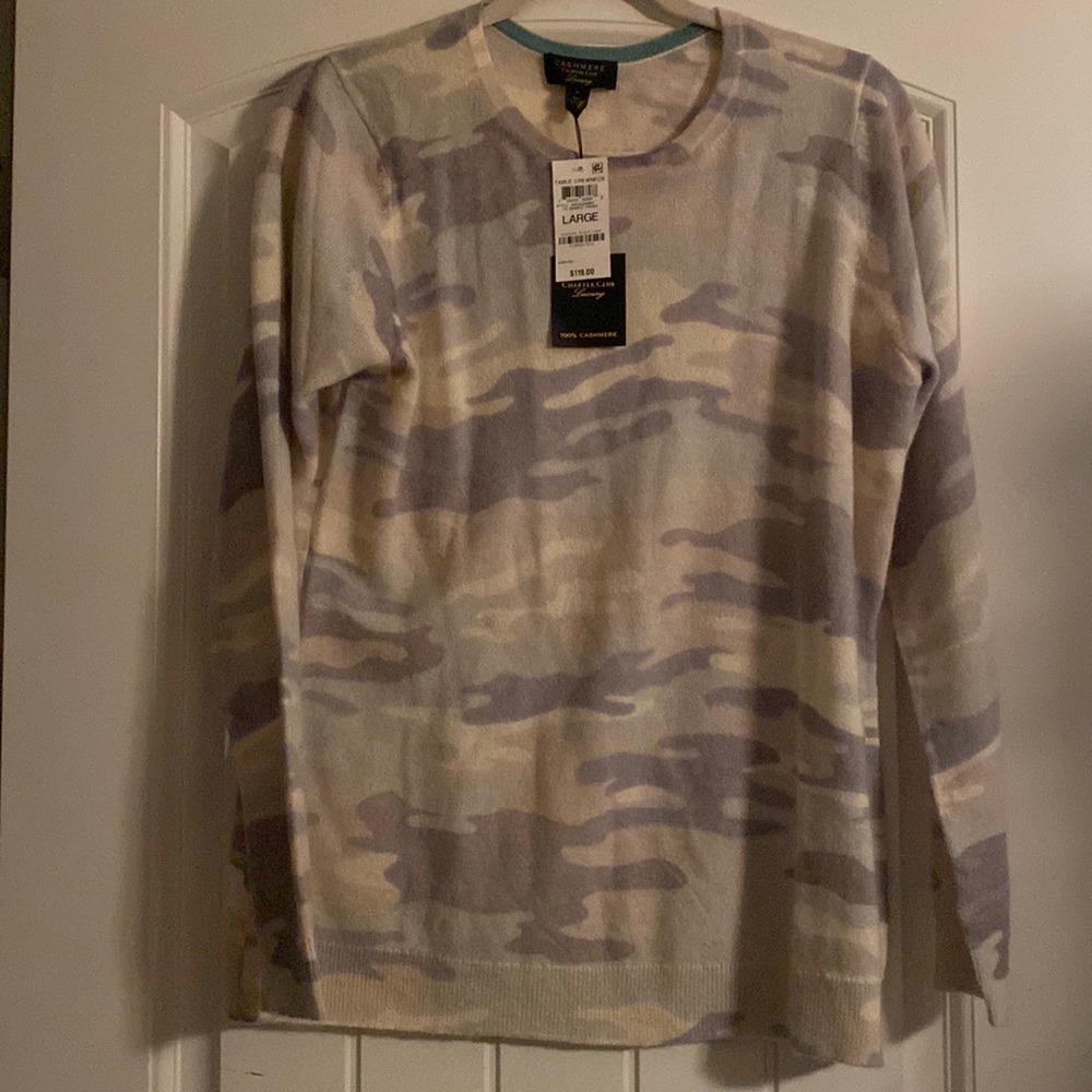 Cream camo cashmere sweater - large
